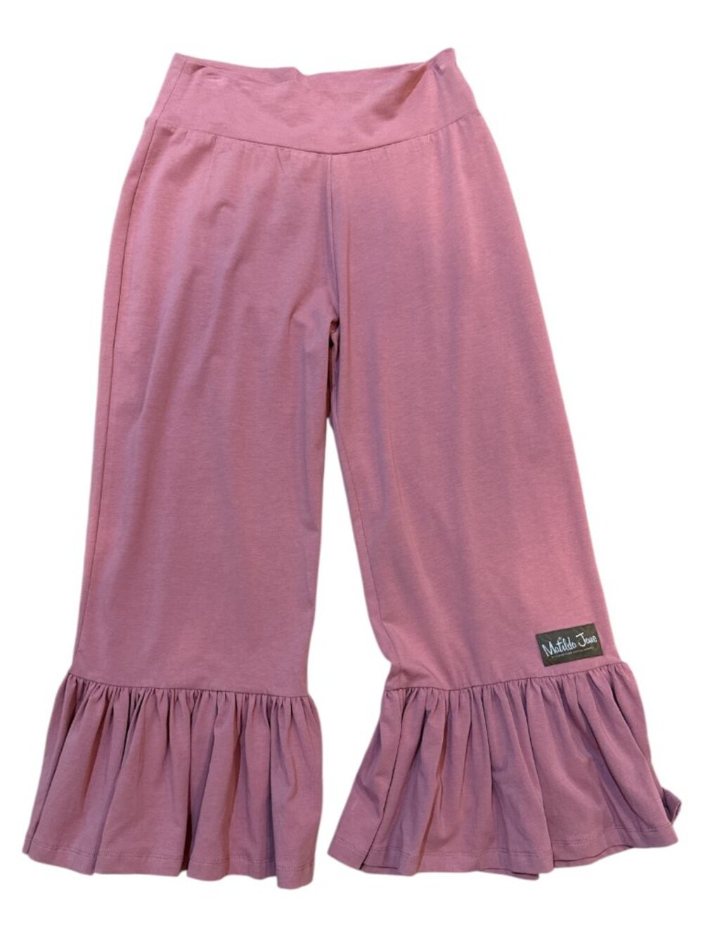 Mathilda Jane Sz M Mauve Pink Pull On Ruffle Boho Stretch Crop Pants - NEW - NWT